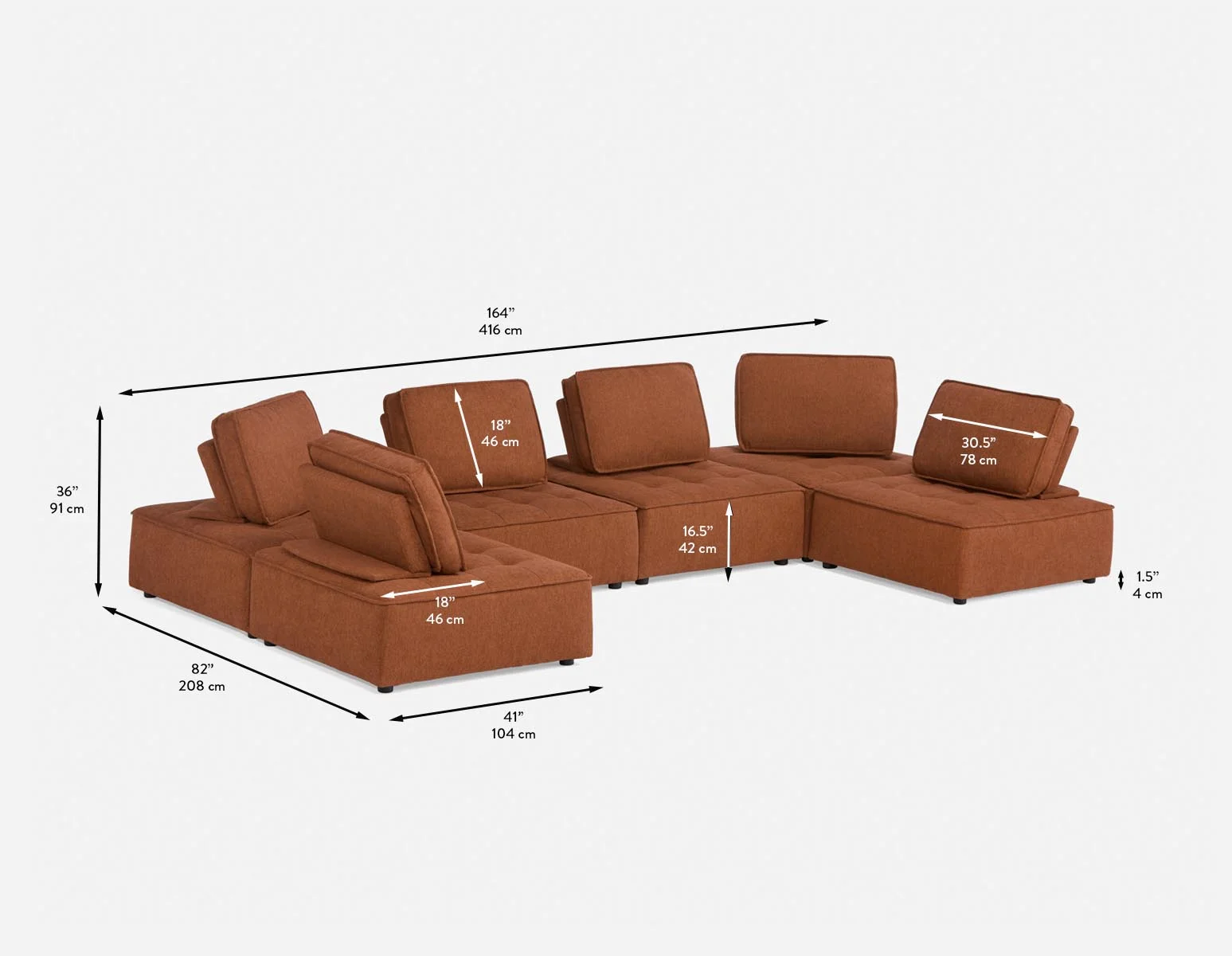 LEON — 6-pc modular interchangeable sofa (38-76-91-45) - Image 8