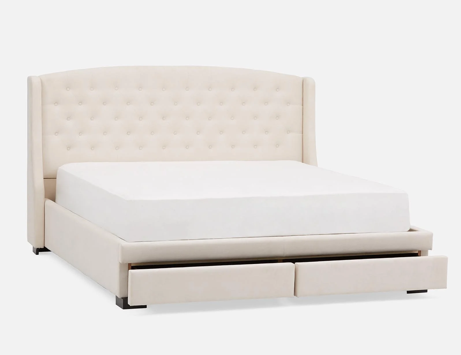 RAVEL — Traditional tufted upholstered wingback king-size bed with storage (27-96-47-46) - Image 7