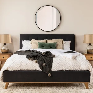 CARME — Mid-century modern tufted upholstered king size bed (98-53-18-33-D)