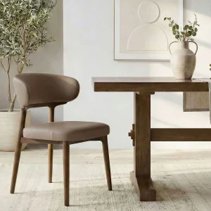 SEVILLE — 100% leather mid-century dining chair (48-33-04-93)