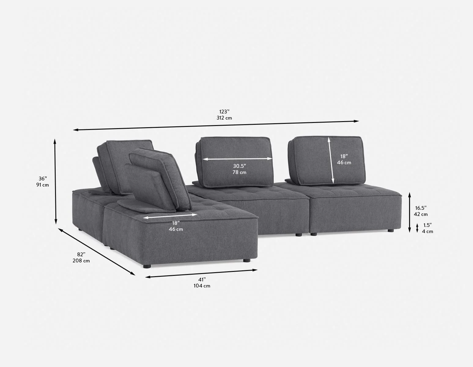 LEON — 4-pc modular interchangeable sofa (35-86-37-33) - Image 8