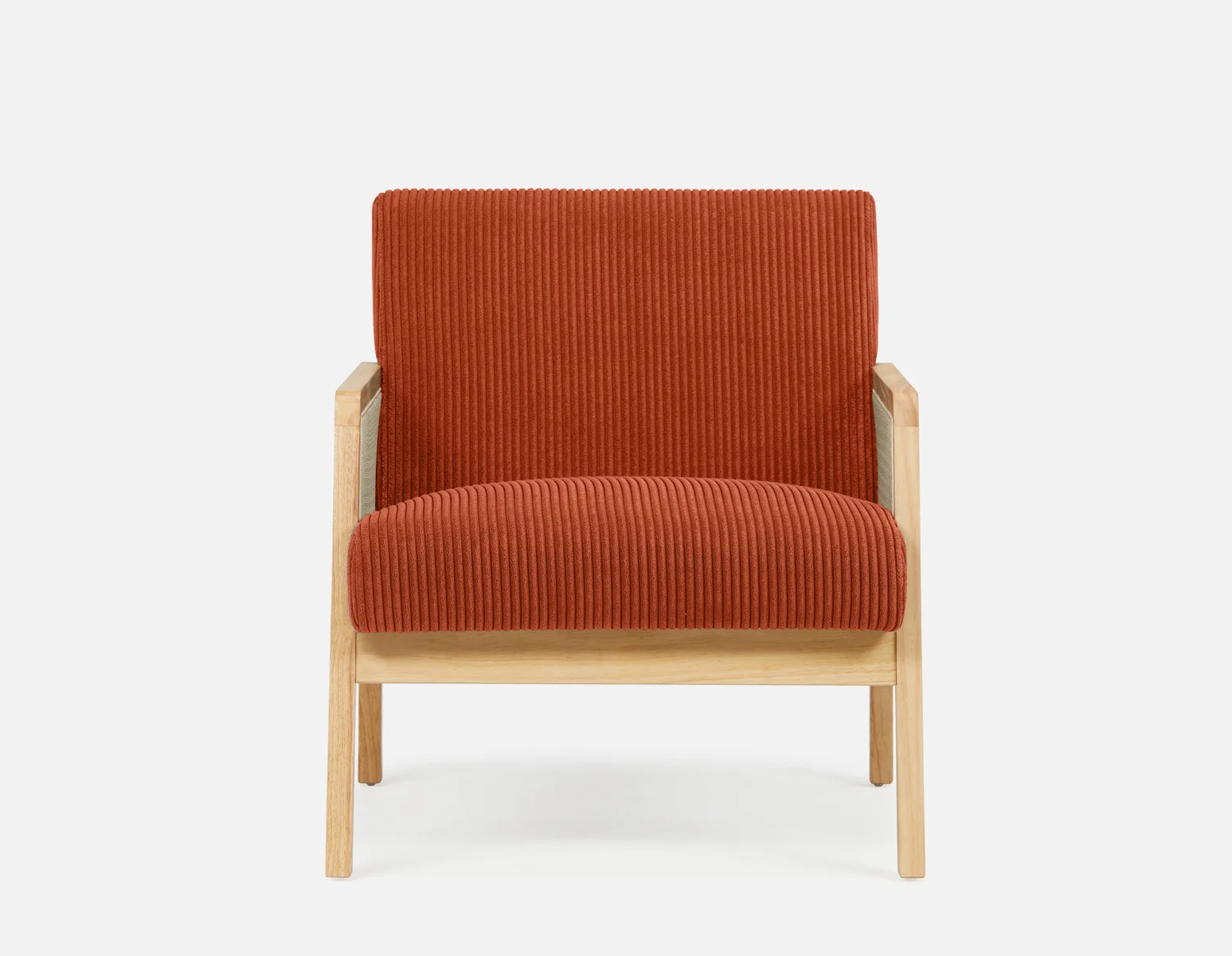 BECKETT — Armchair with corduroy and rattan accents (58-39-40-45) - Image 2