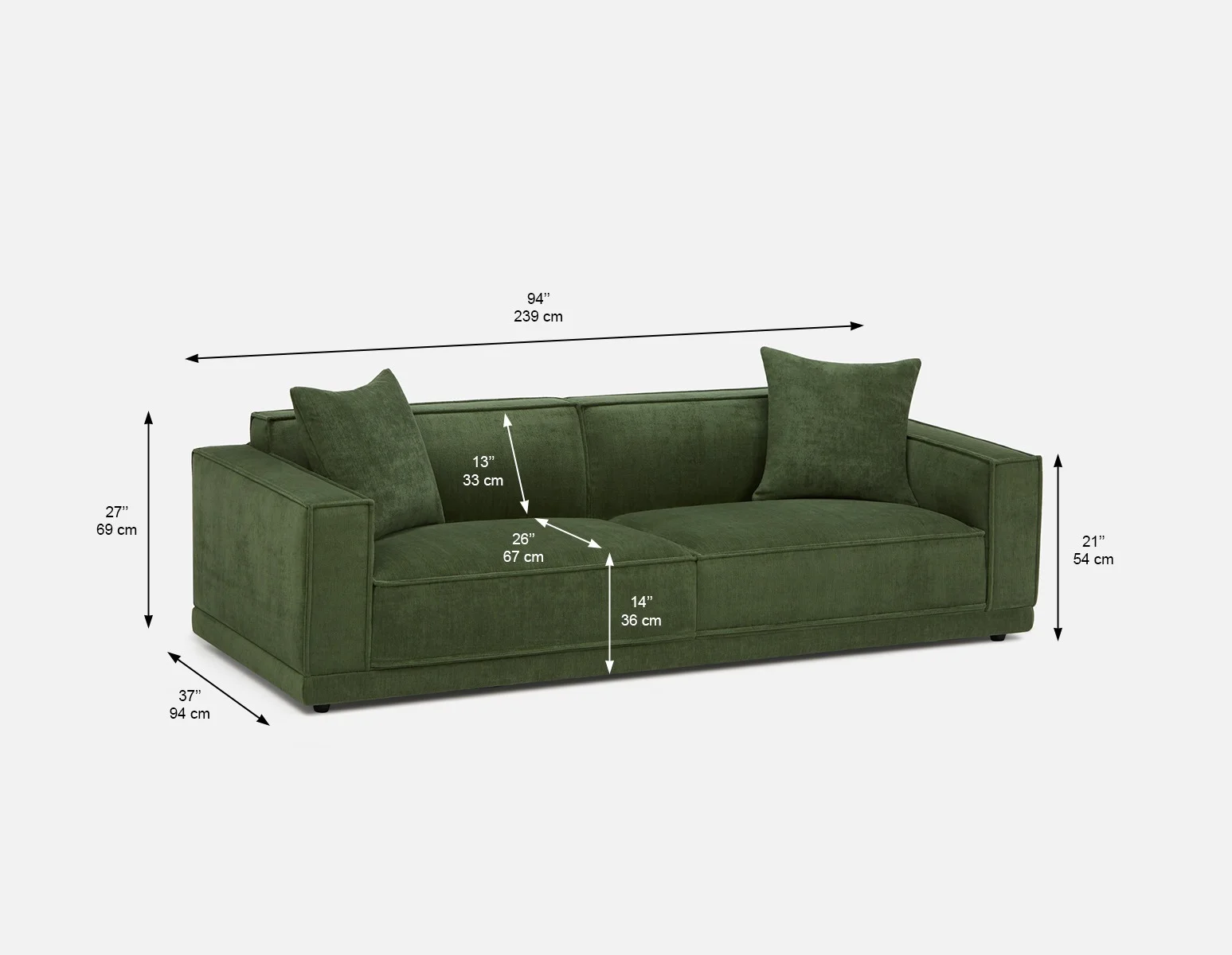 HILLARY — Modern low back 96" luxury sofa (64-85-93-70) - Image 11