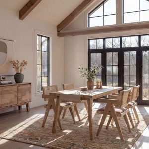 THESSALIA — Rustic farmhouse distressed solid mango wood dining table 150 cm (22-54-73-42)