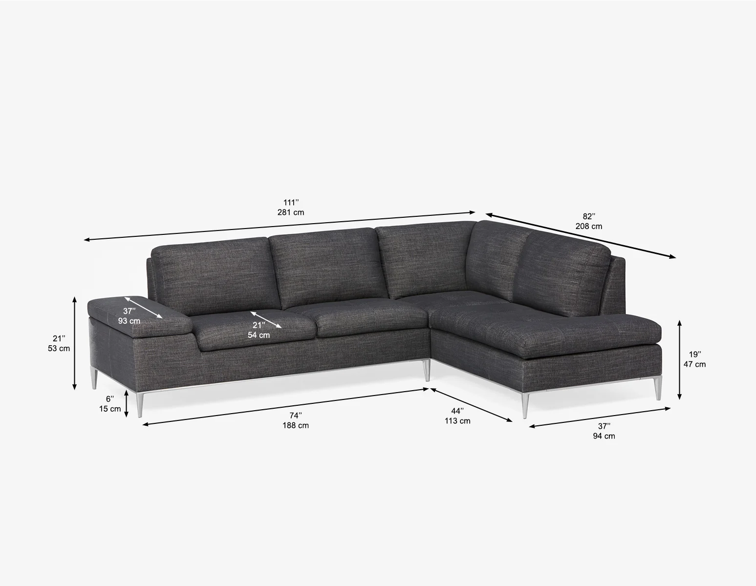 ANDREW — Left-facing sectional sofa in performance fabric (87-32-29-02) - Image 11
