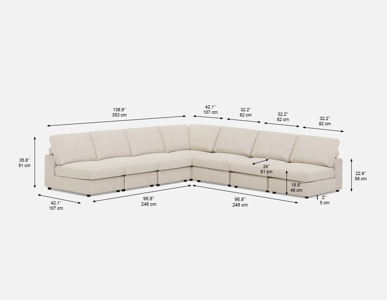OLISA — 7-pc modular interchangeable sofa (36-70-78-95) - Image 8