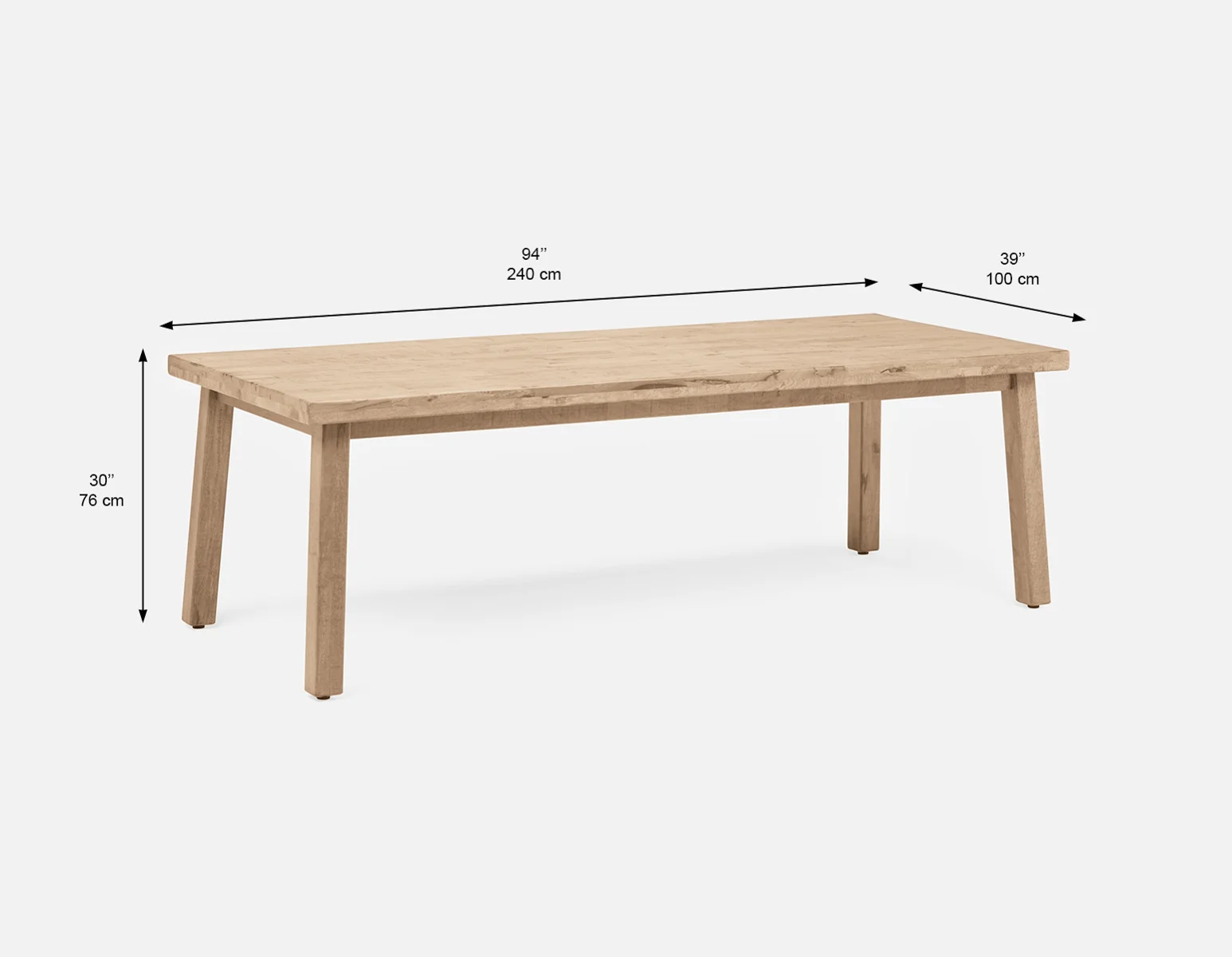 THESSALIA — Distressed solid mango wood large dining table 240 cm (94-80-91-42) - Image 8