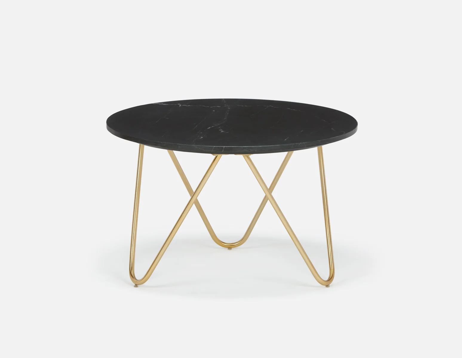 AKOT — Round marble coffee table 75 cm with gold-colored metal legs (23-73-87-20)