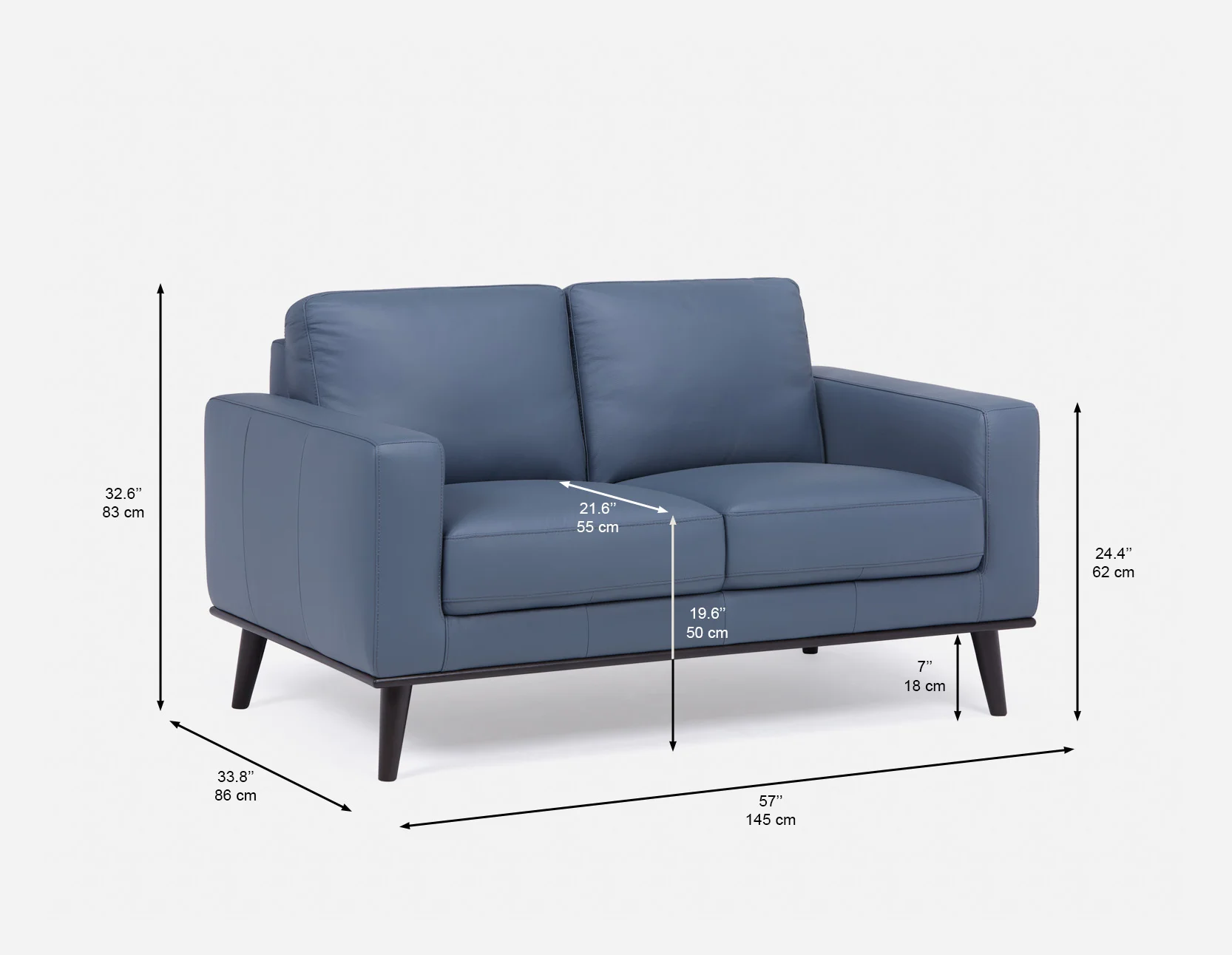 BETTA — 100% leather mid century loveseat (24-76-17-17) - Image 11