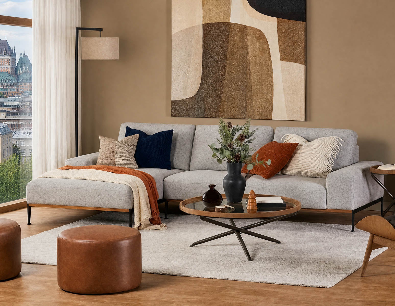 PRESTON — Modern left-facing sectional sofa