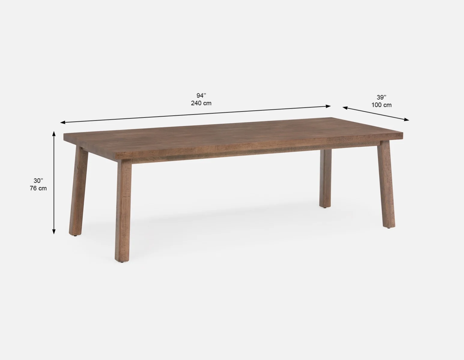 THESSALIA — Distressed solid mango wood large dining table 240 cm (94-80-91-96) - Image 11