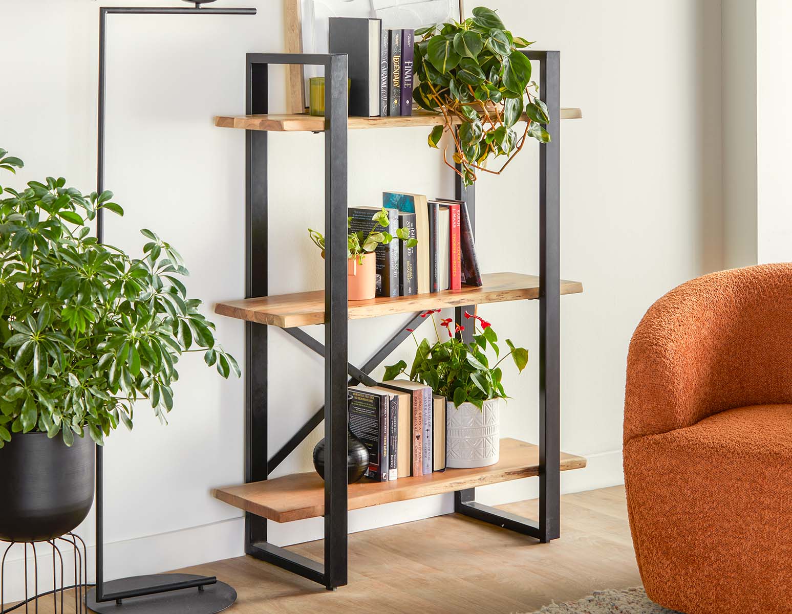 RENO — Acacia wood 3-tier bookcase - Image 11