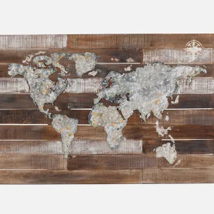 MONDIA — Metal wall art on hardwood frame 120 cm x 80 cm
