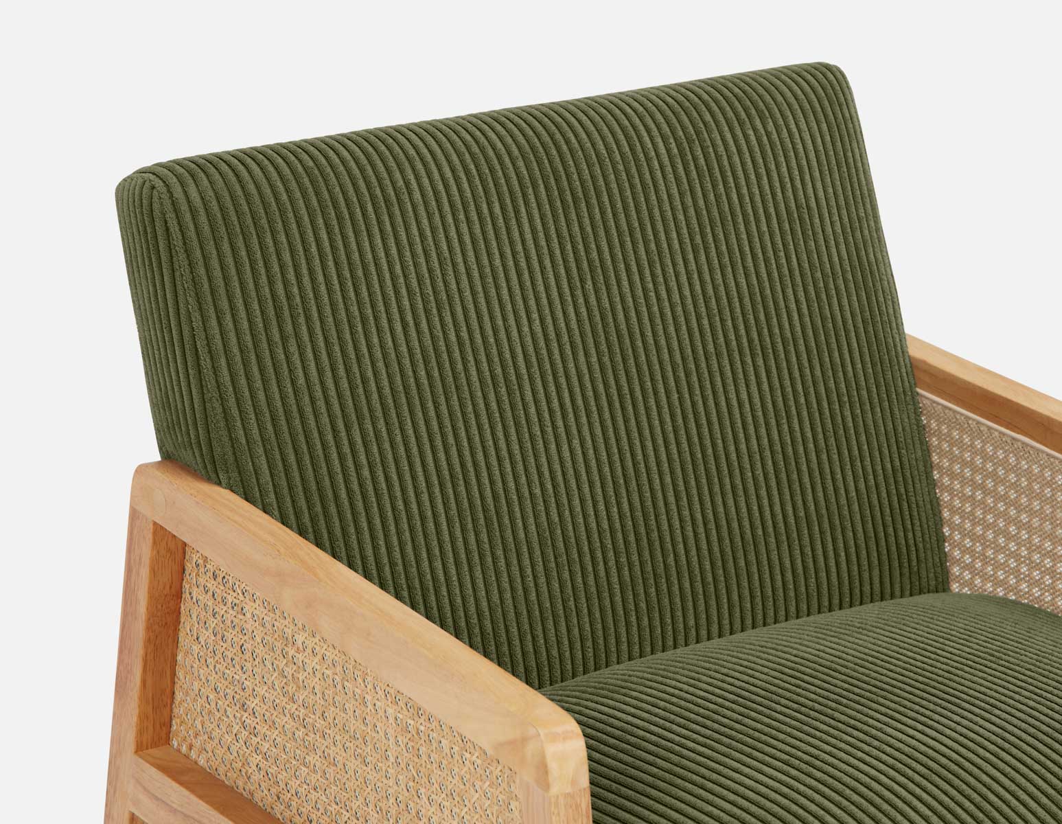 BECKETT — Armchair with corduroy and rattan accents (58-39-40-84) - Image 8