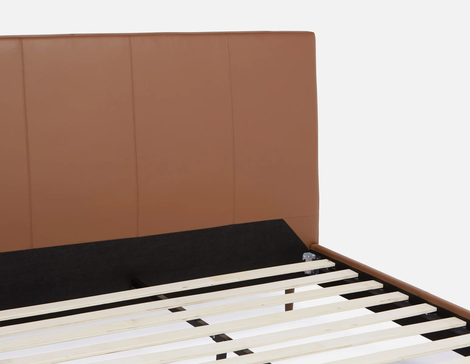 JAVIER — Mid-century modern 100% leather queen size bed (64-99-88-31) - Image 7