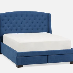 RAVEL — Traditional tufted upholstered wingback queen size bed with storage (81-42-52-60)
