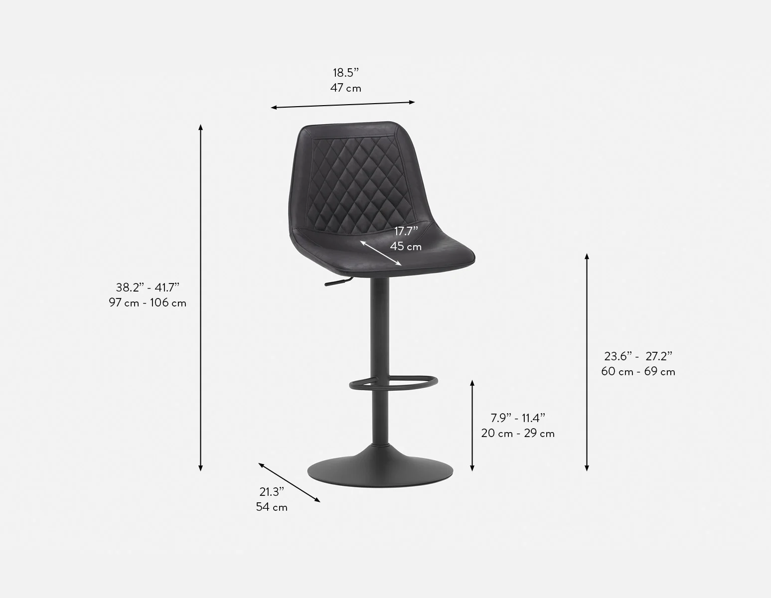 MALI — Adjustable counter height swivel stool (50-50-17-20) - Image 14