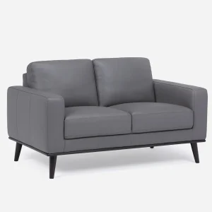 BETTA — 100% leather mid century loveseat (24-76-17-30)