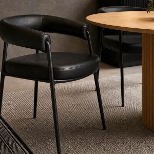 TAURO — Leatherette chair, brushed frame