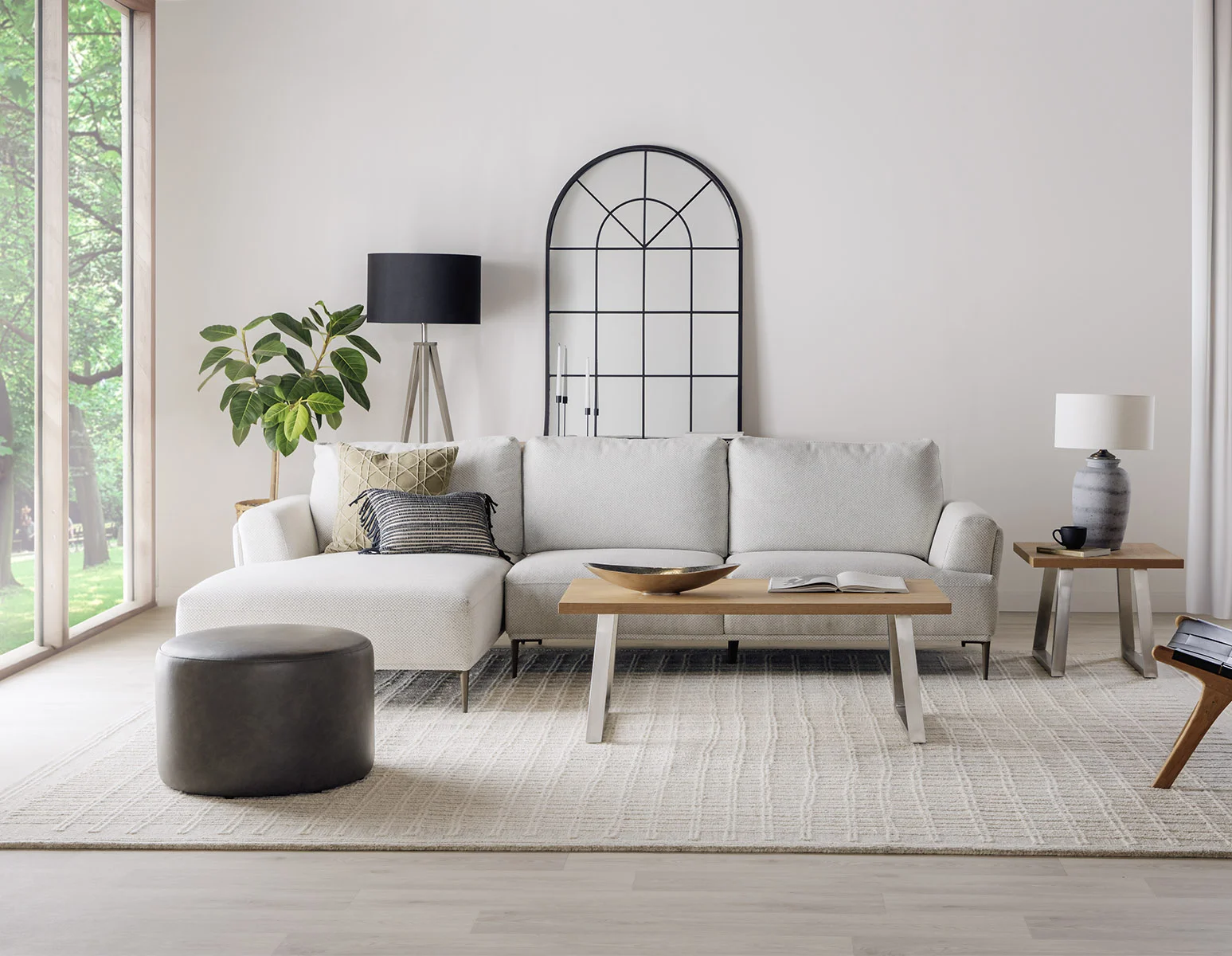 VICTOR — Contemporary left-facing sectional sofa (54-28-40-95)