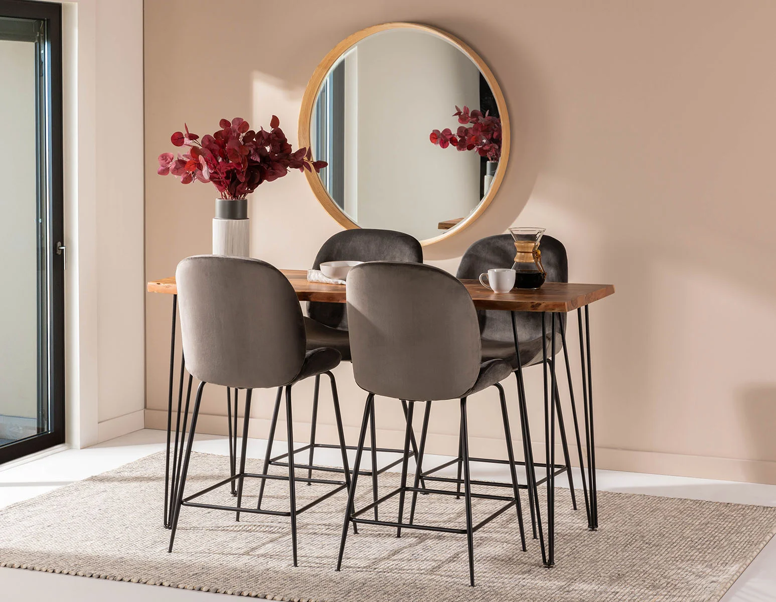 RENO — Solid acacia wood bar table 160cm - Image 8