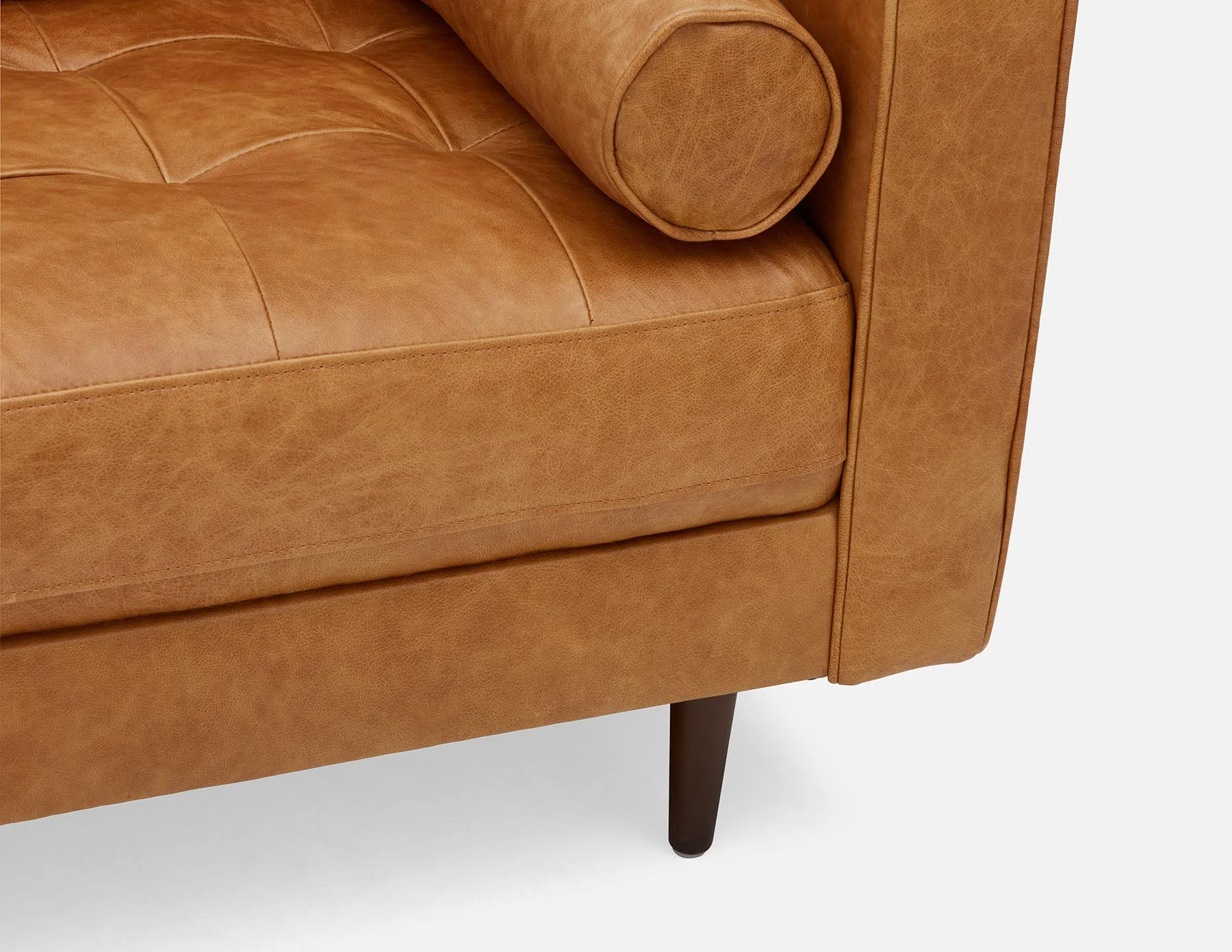 KINSEY — Mid-century modern left-facing 100% leather sectional sofa - Image 7