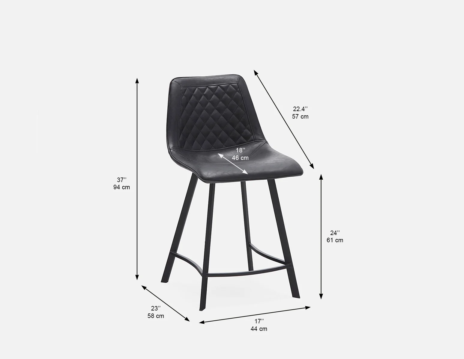 MALI — Mid-century modern counter stool with backrest 61 cm (68-92-91-20) - Image 7