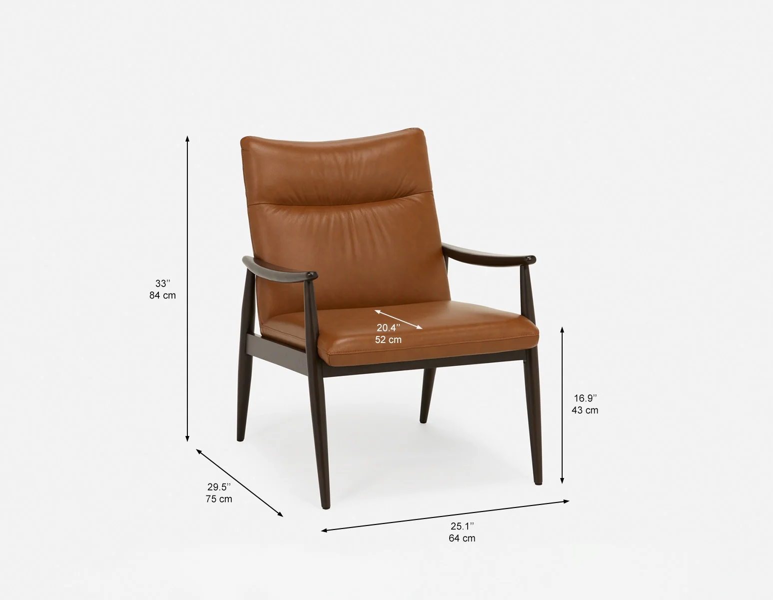 LATONA — 100% leather mid-century modern accent chair (71-53-26-96) - Image 11