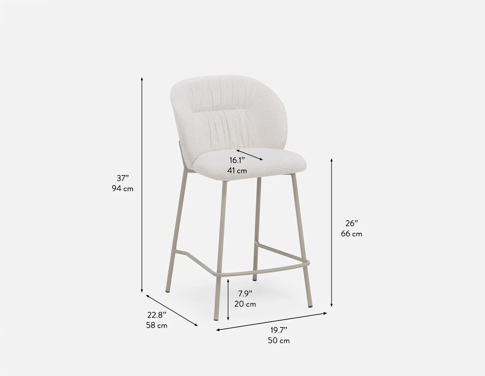 ELODI — Contemporary counter stool with backrest 66cm (14-99-54-10) - Image 11