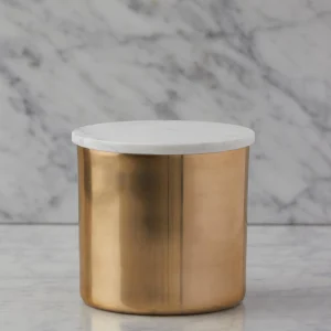 KEREN — Aluminum jar with marble lid 15 cm