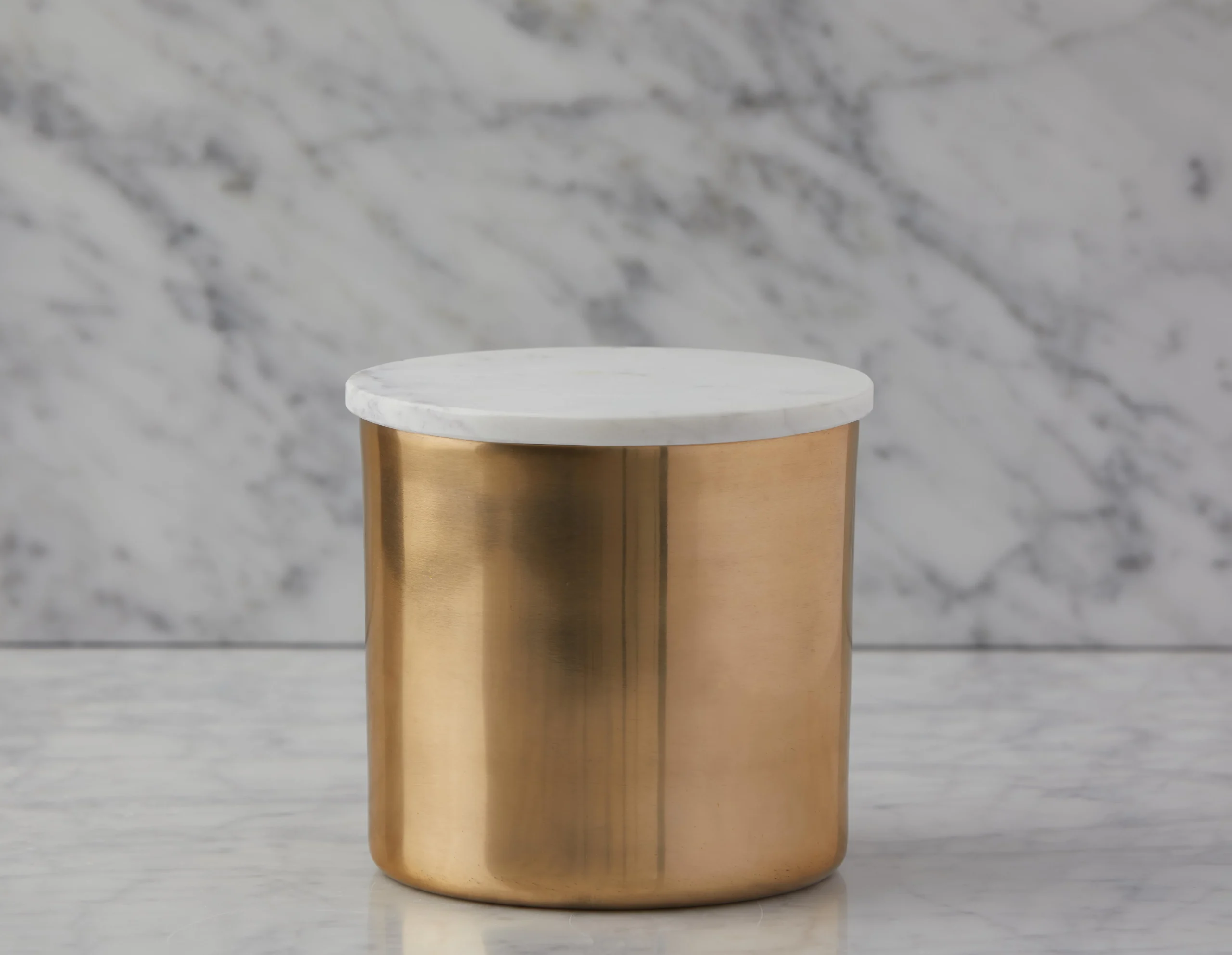 KEREN — Aluminum jar with marble lid 15 cm