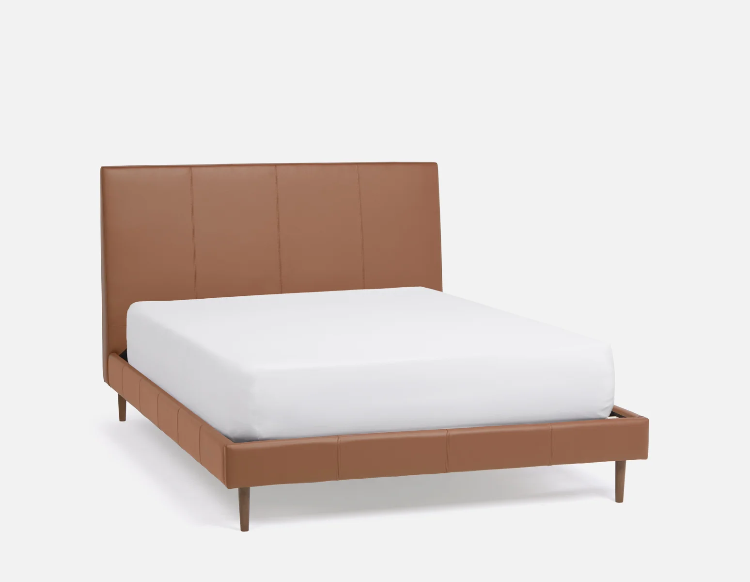 JAVIER — Mid-century modern 100% leather queen size bed (64-99-88-31) - Image 14