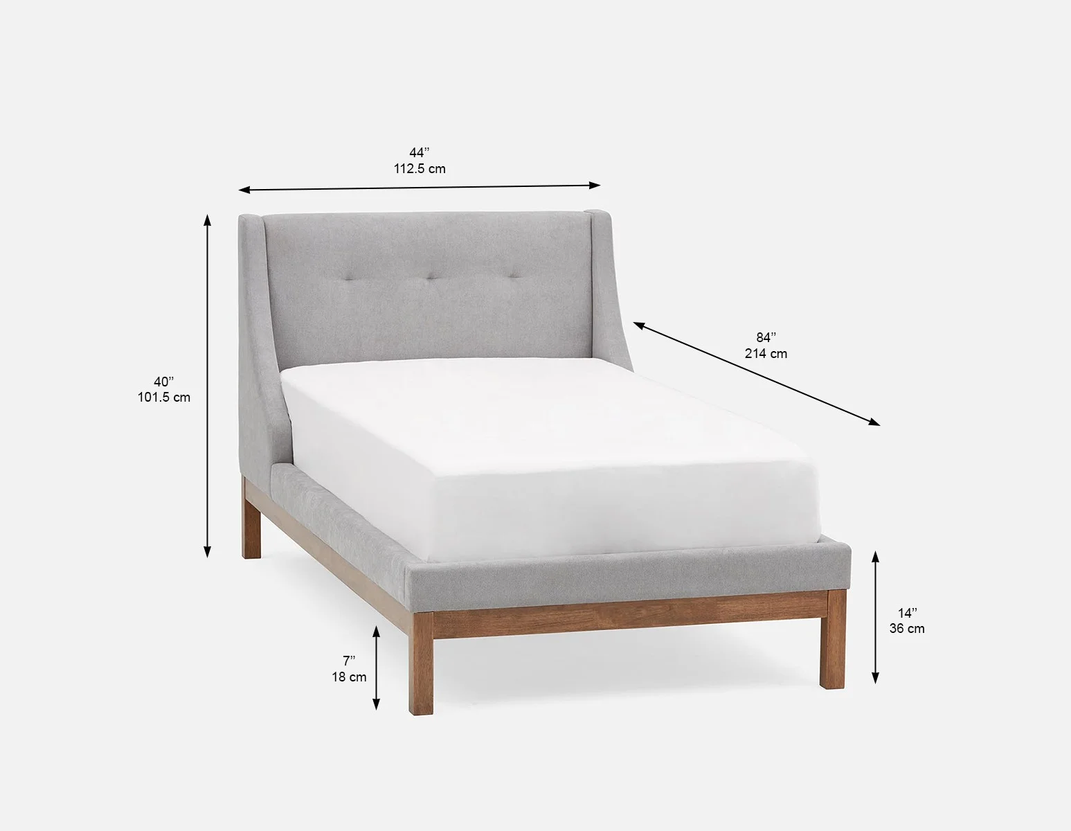 MUROL — Tufted upholstered wingback twin size bed (40-92-97-30) - Image 5