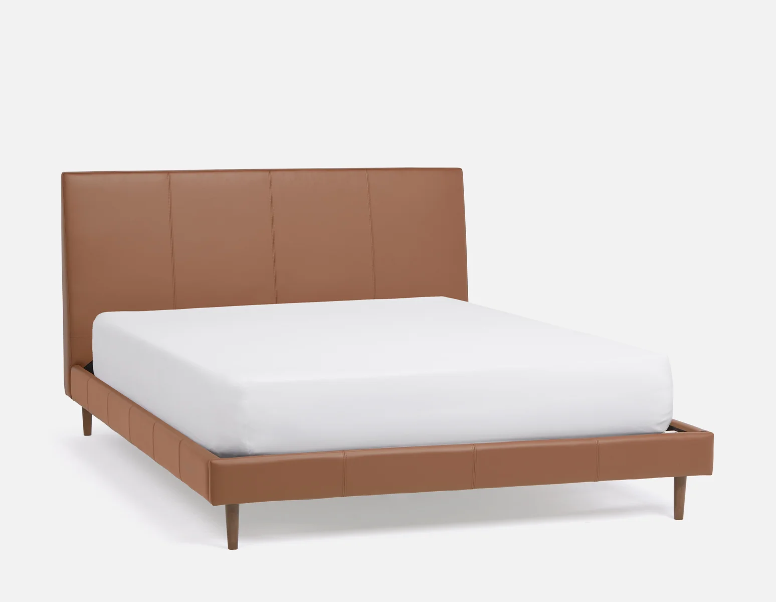 JAVIER — Mid-century modern 100% leather king size bed (95-93-52-31) - Image 2