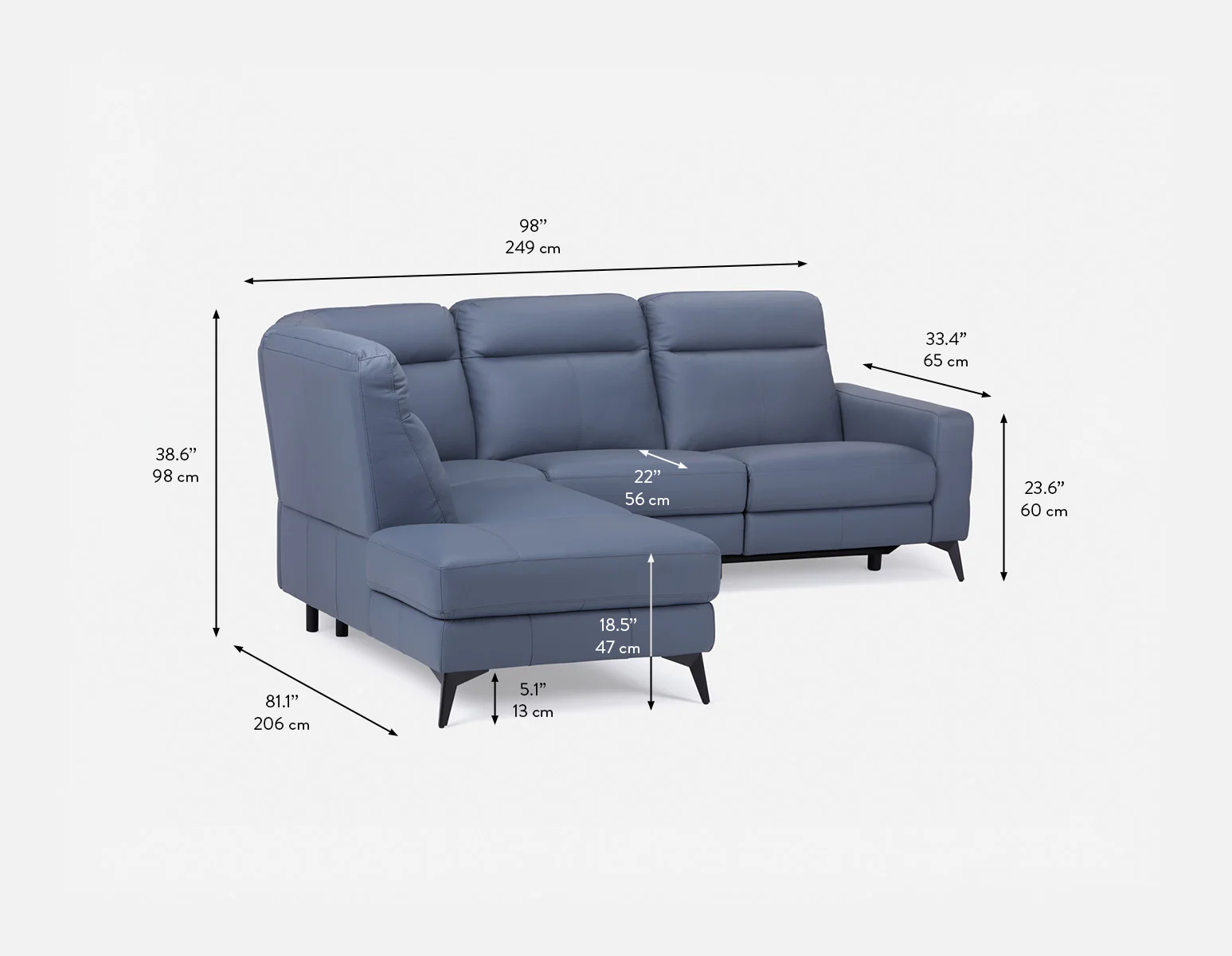 BILLIE — Left-facing 100% leather power reclining sectional sofa (33-60-57-17) - Image 14