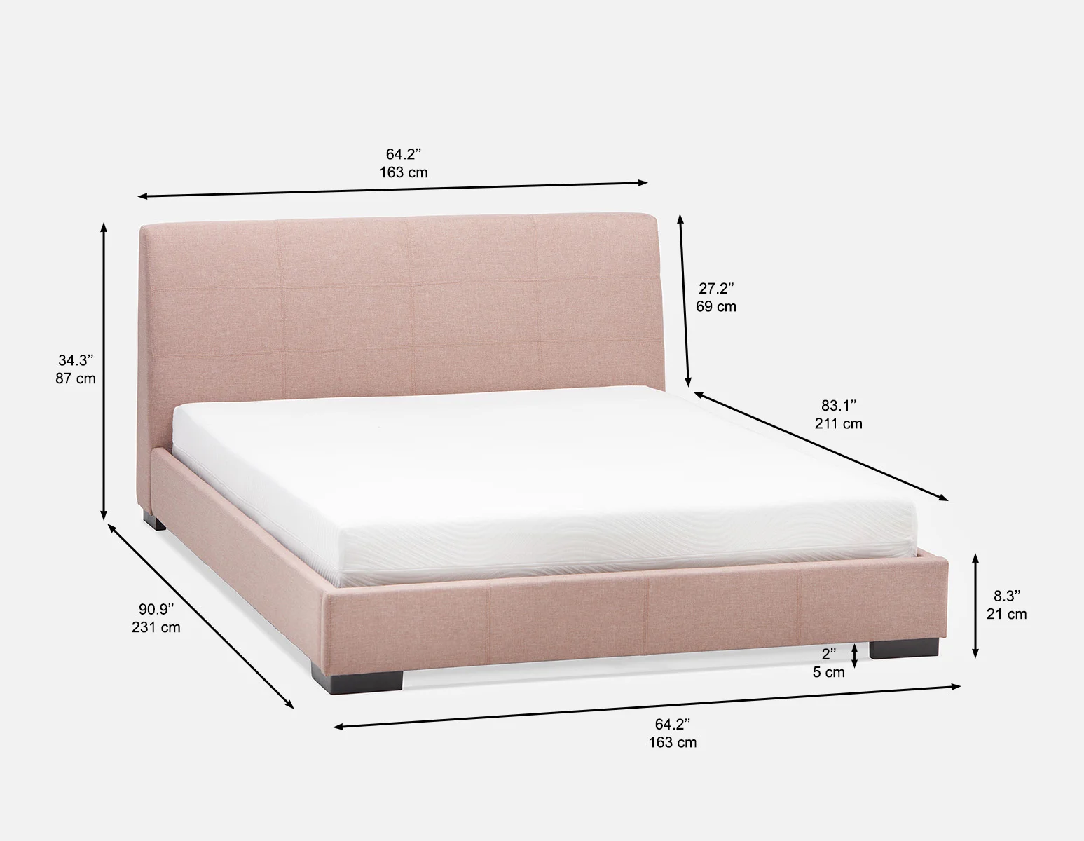 DENICE — Modern contemporary upholstered queen size bed (89-02-34-80) - Image 5