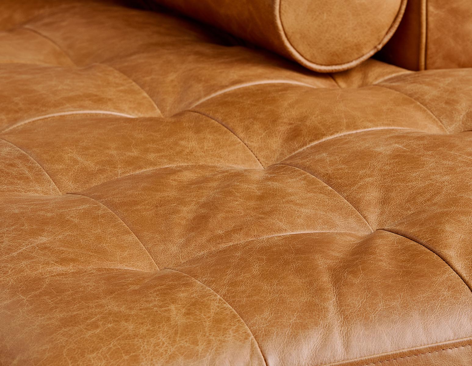 KINSEY — Mid-century modern left-facing 100% leather sectional sofa - Image 12