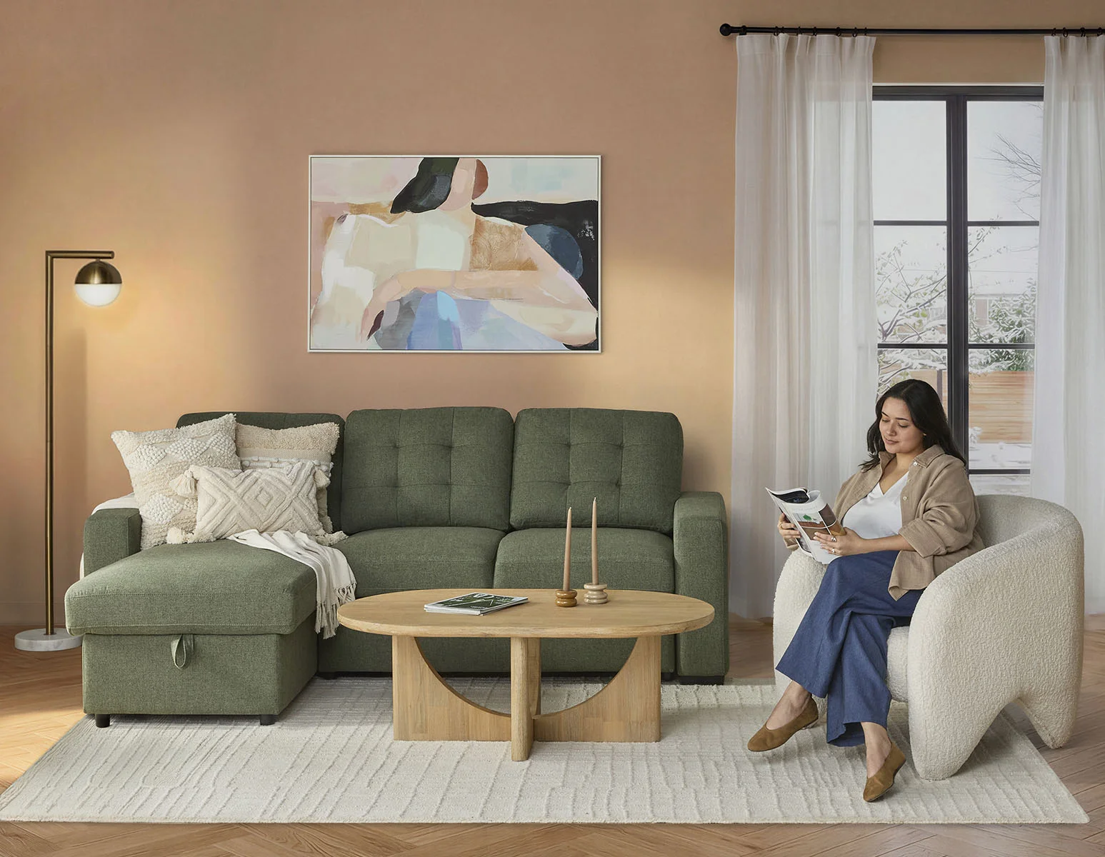 MARNIE — Contemporary interchangeable sectional sofa-bed with storage (73-29-20-18)