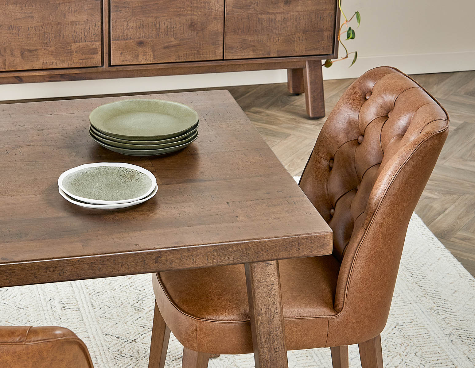 THESSALIA — Rustic farmhouse distressed solid mango wood dining table 150 cm (22-54-73-96) - Image 10