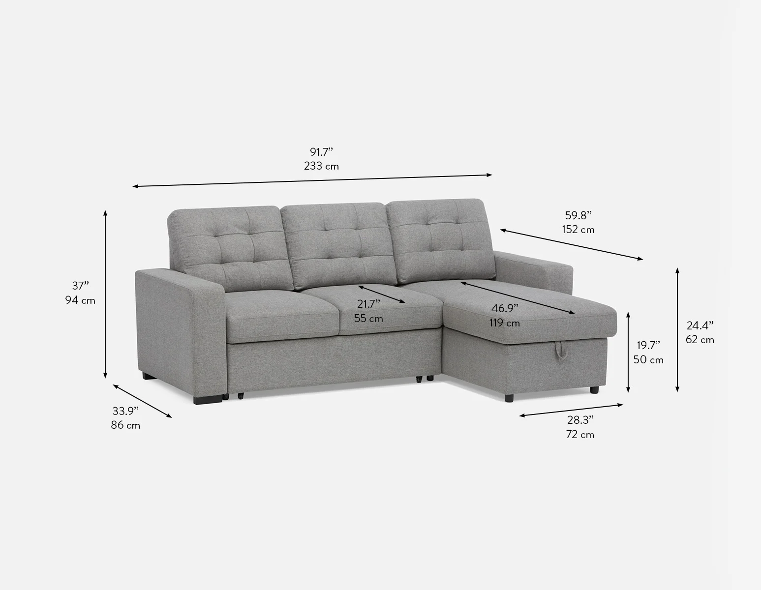 MARNIE — Contemporary interchangeable sectional sofa-bed with storage (73-29-20-30) - Image 15