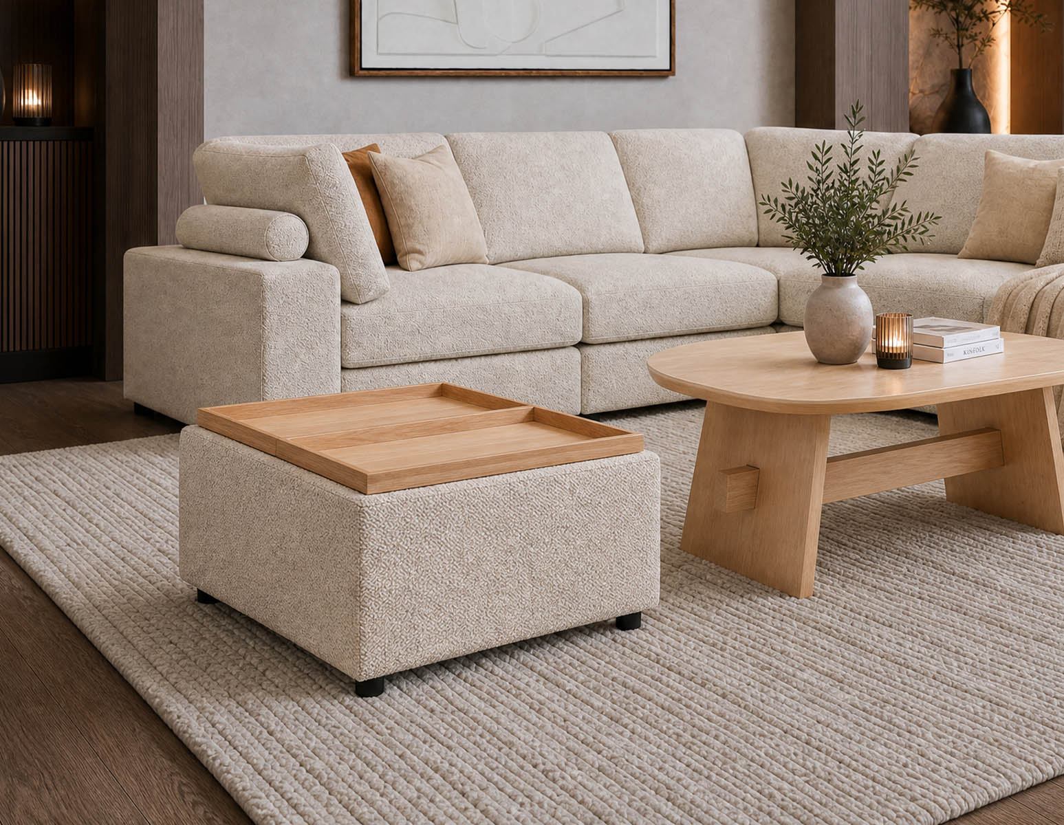 OLISA — Contemporary coffee table ottoman (70-56-70-95)