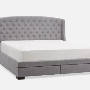 RAVEL — Traditional tufted upholstered wingback king-size bed with storage (27-96-47-30)
