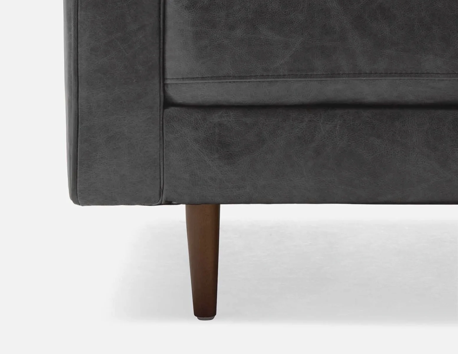 KINSEY — Mid-century modern 100% leather 3-seater sofa (94-25-26-20) - Image 4