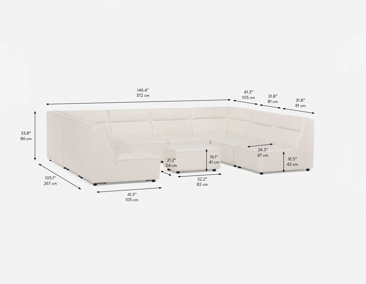 REVAN — Modern modular sofa customize to fit your space (46-12-23-46) - Image 6
