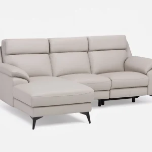GIRONA — 100% leather power reclining left-facing sectional sofa