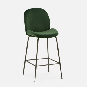 JUDITH — Velvet bar stool with backrest 78 cm (77-61-12-70)