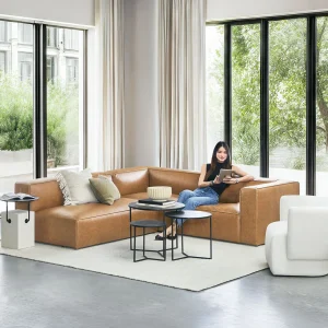MONTE — 100% leather classic 3-seater sofa (39-69-47-49)