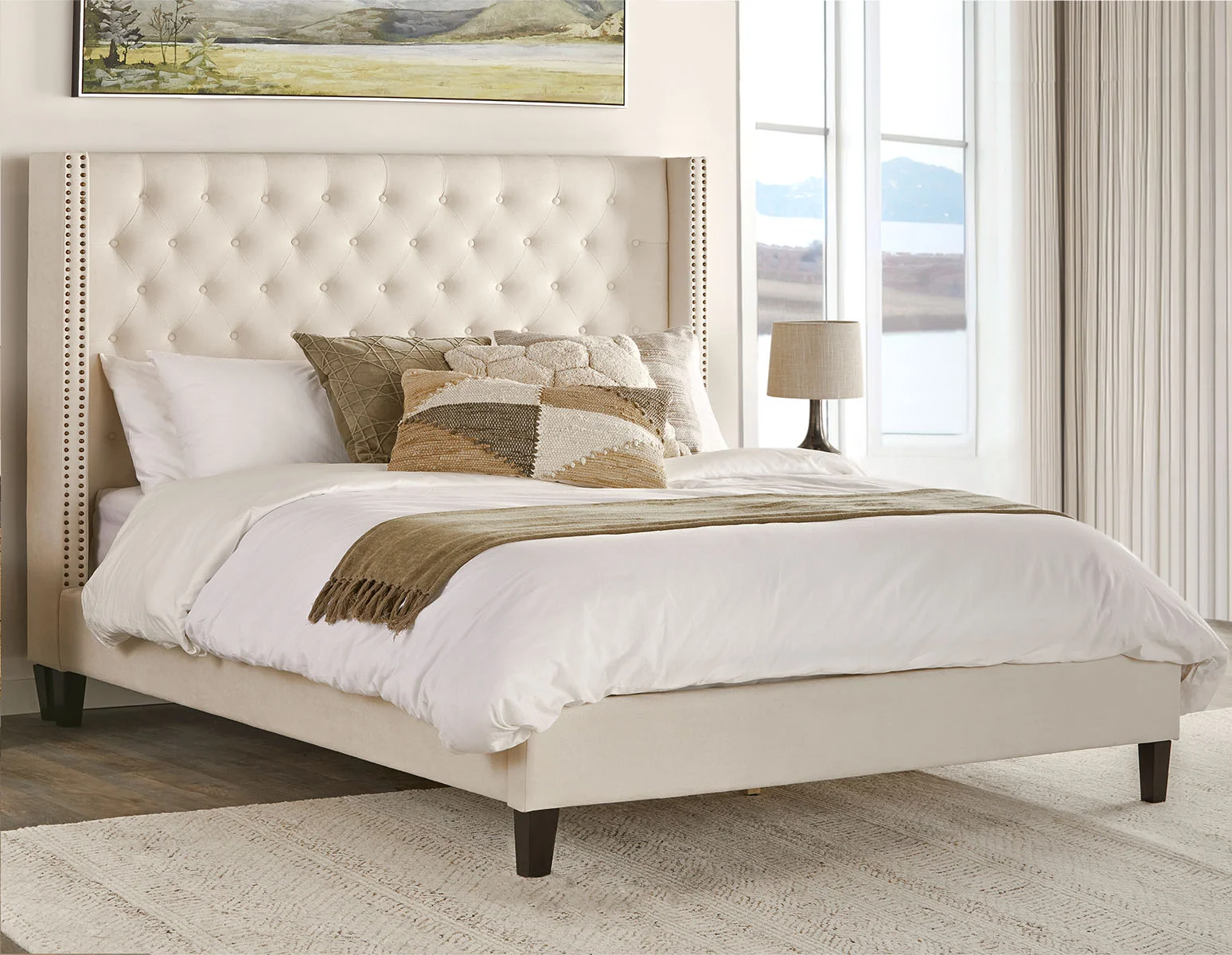 VERSAILLES — Traditional tufted upholstered wingback king size bed (82-62-30-95) - Image 10