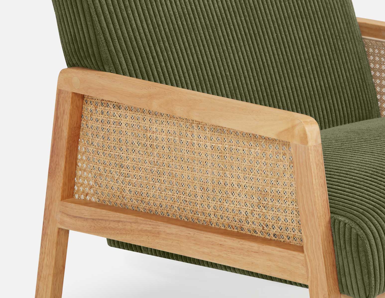 BECKETT — Armchair with corduroy and rattan accents (58-39-40-84) - Image 7