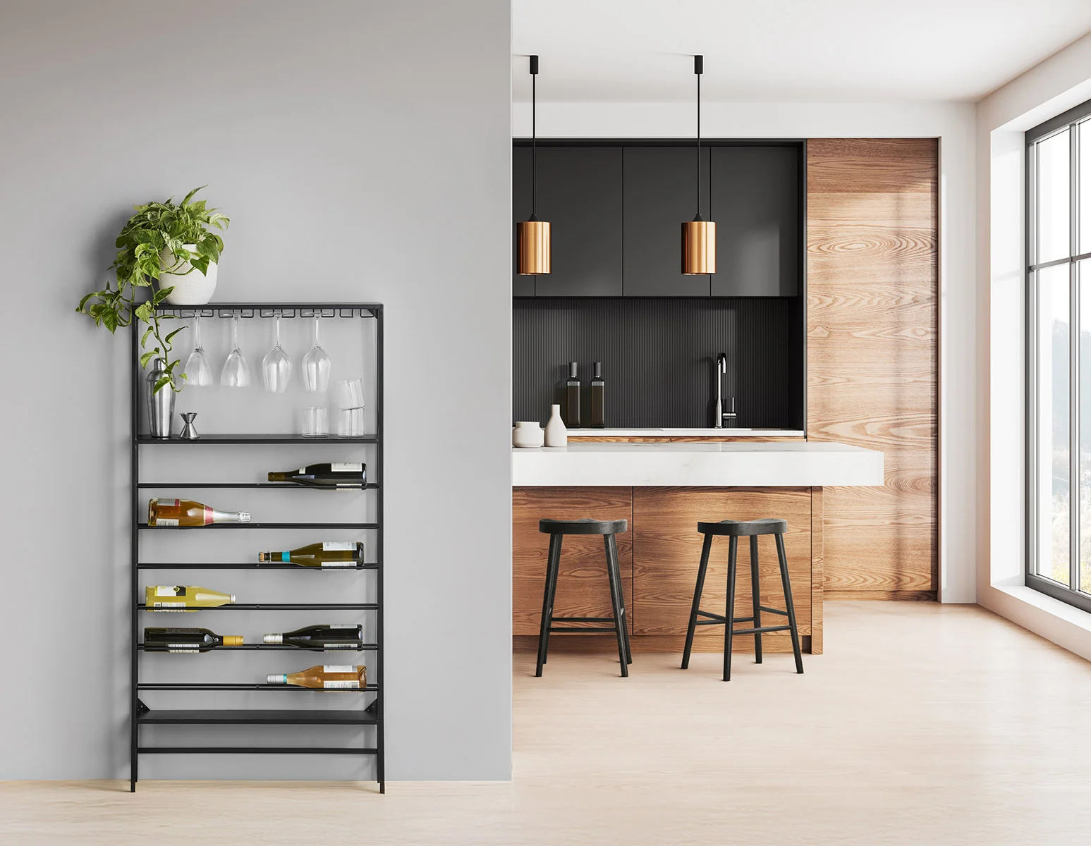 JAZZ — Contemporary metal wine rack 75x145 cm